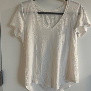 Women’s athletic white t-shirt.